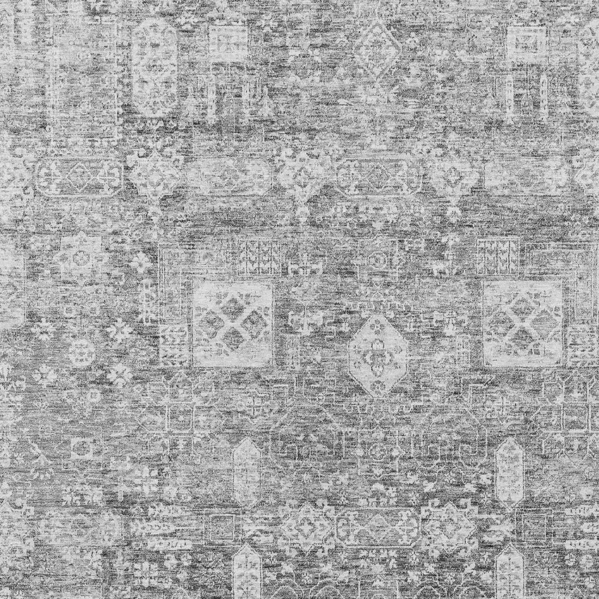 Gray Silver And Charcoal Oriental Washable Indoor Outdoor Area Rug Photo 6