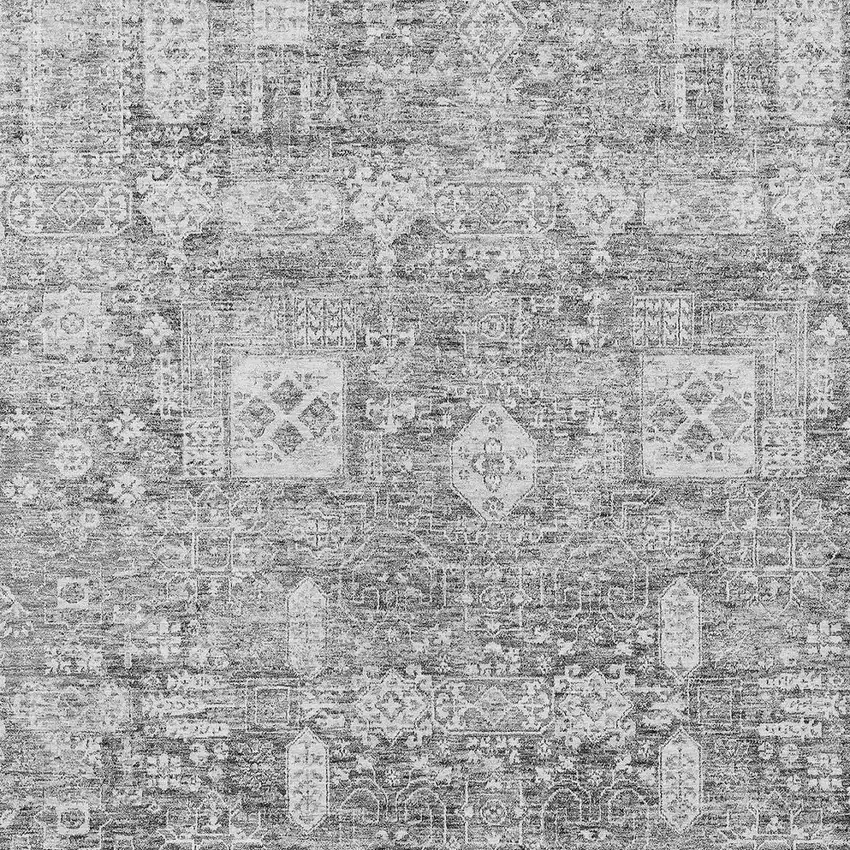 Gray Silver And Charcoal Oriental Washable Indoor Outdoor Area Rug Photo 5