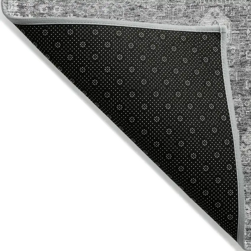 Gray Silver And Charcoal Oriental Washable Indoor Outdoor Area Rug Photo 2