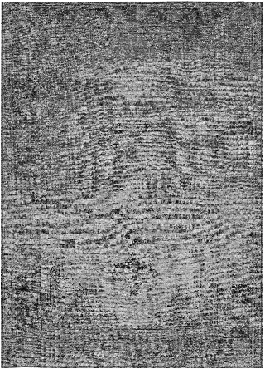 Gray Silver And Charcoal Oriental Washable Indoor Outdoor Area Rug Photo 6