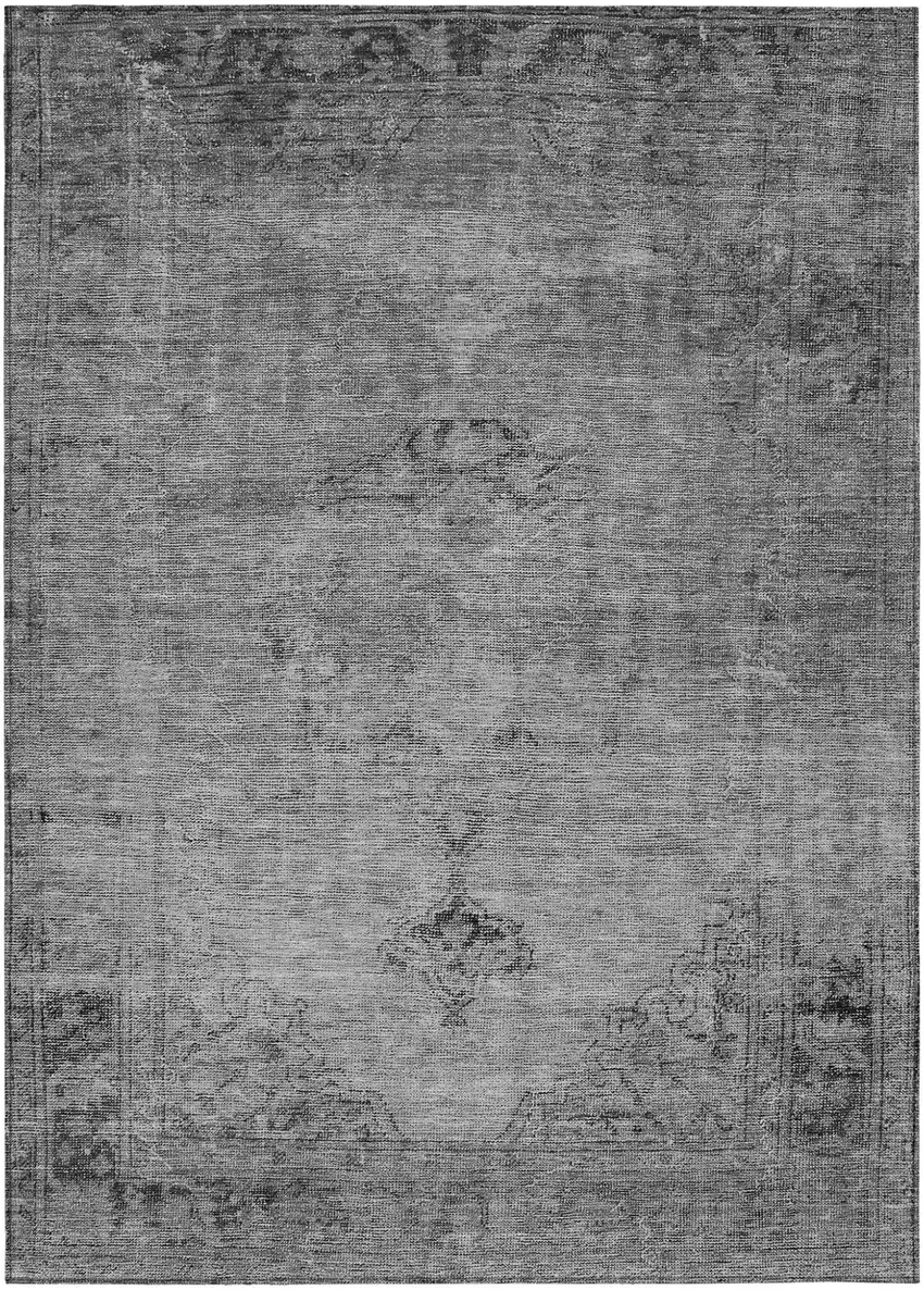 Gray Silver And Charcoal Oriental Washable Indoor Outdoor Area Rug Photo 2