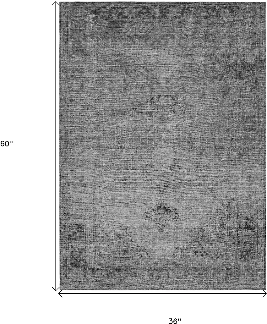 Gray Silver And Charcoal Oriental Washable Indoor Outdoor Area Rug Photo 3