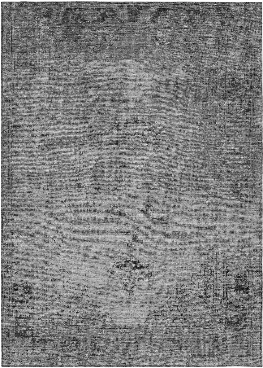 Gray Silver And Charcoal Oriental Washable Indoor Outdoor Area Rug Photo 2
