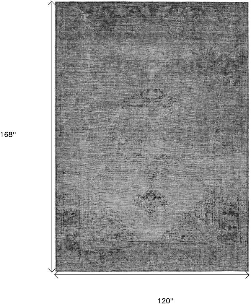 Gray Silver And Charcoal Oriental Washable Indoor Outdoor Area Rug Photo 3