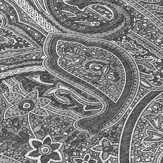 Gray Silver And Charcoal Paisley Washable Indoor Outdoor Area Rug Photo 6