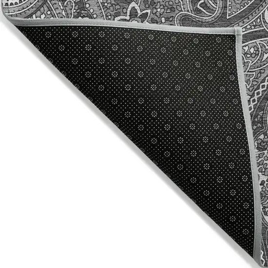 Gray Silver And Charcoal Paisley Washable Indoor Outdoor Area Rug Photo 4