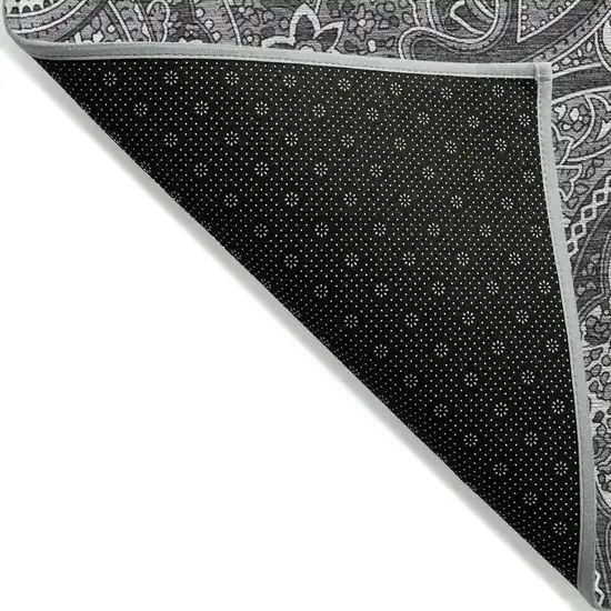 Gray Silver And Charcoal Paisley Washable Indoor Outdoor Area Rug Photo 4