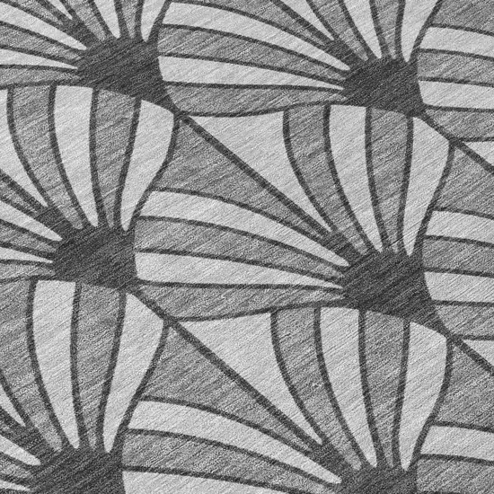 Gray Silver And Charcoal Seashell Washable Indoor Outdoor Area Rug Photo 1