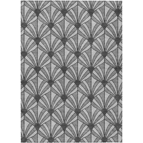 Gray Silver And Charcoal Seashell Washable Indoor Outdoor Area Rug Photo 8