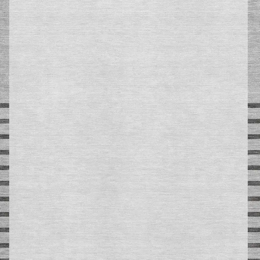 Gray Silver And Charcoal Striped Washable Area Rug With UV Protection Photo 2