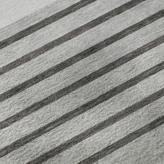 Gray Silver And Charcoal Striped Washable Area Rug With UV Protection Photo 9