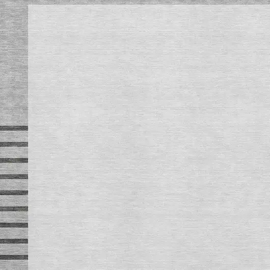 Gray Silver And Charcoal Striped Washable Area Rug With UV Protection Photo 2