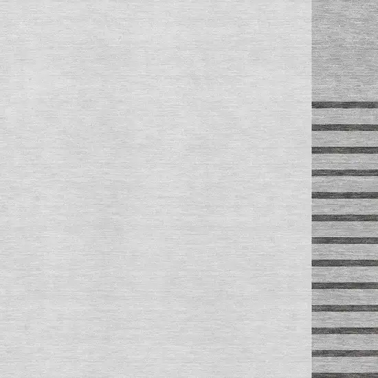 Gray Silver And Charcoal Striped Washable Area Rug With UV Protection Photo 2