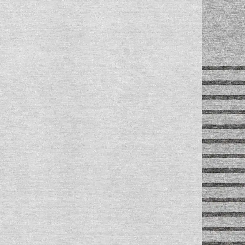 Gray Silver And Charcoal Striped Washable Area Rug With UV Protection Photo 2