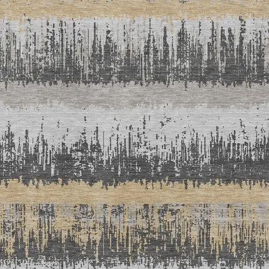 Gray Silver And Charcoal Striped Washable Area Rug With UV Protection Photo 2