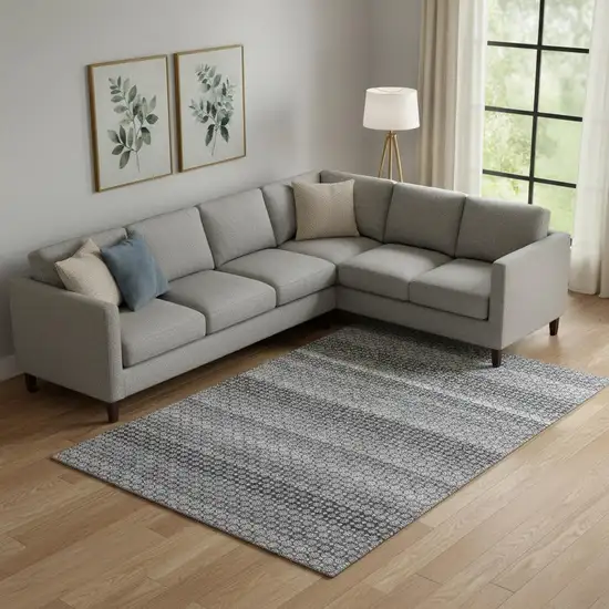 Gray Silver And Charcoal Striped Washable Area Rug With UV Protection Photo 2