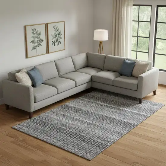 Gray Silver And Charcoal Striped Washable Area Rug With UV Protection Photo 2