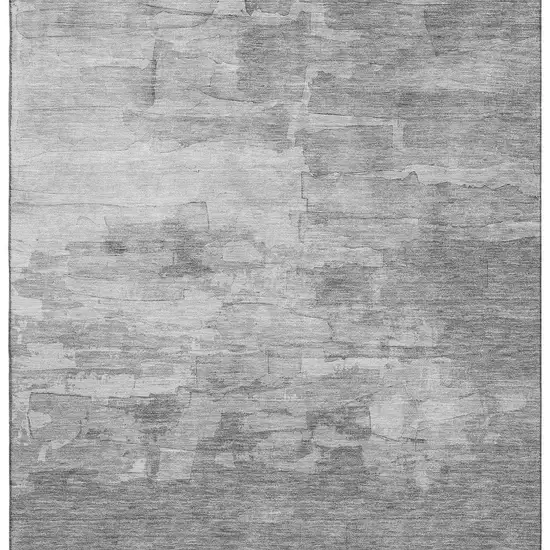Gray Silver And Charcoal Striped Washable Area Rug With UV Protection Photo 3