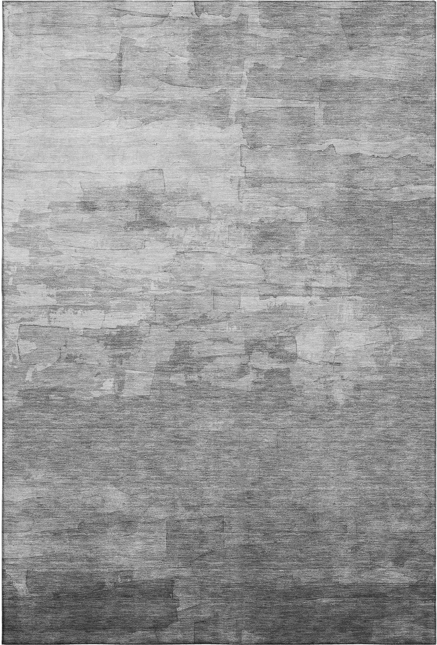 Gray Silver And Charcoal Striped Washable Area Rug With UV Protection Photo 1