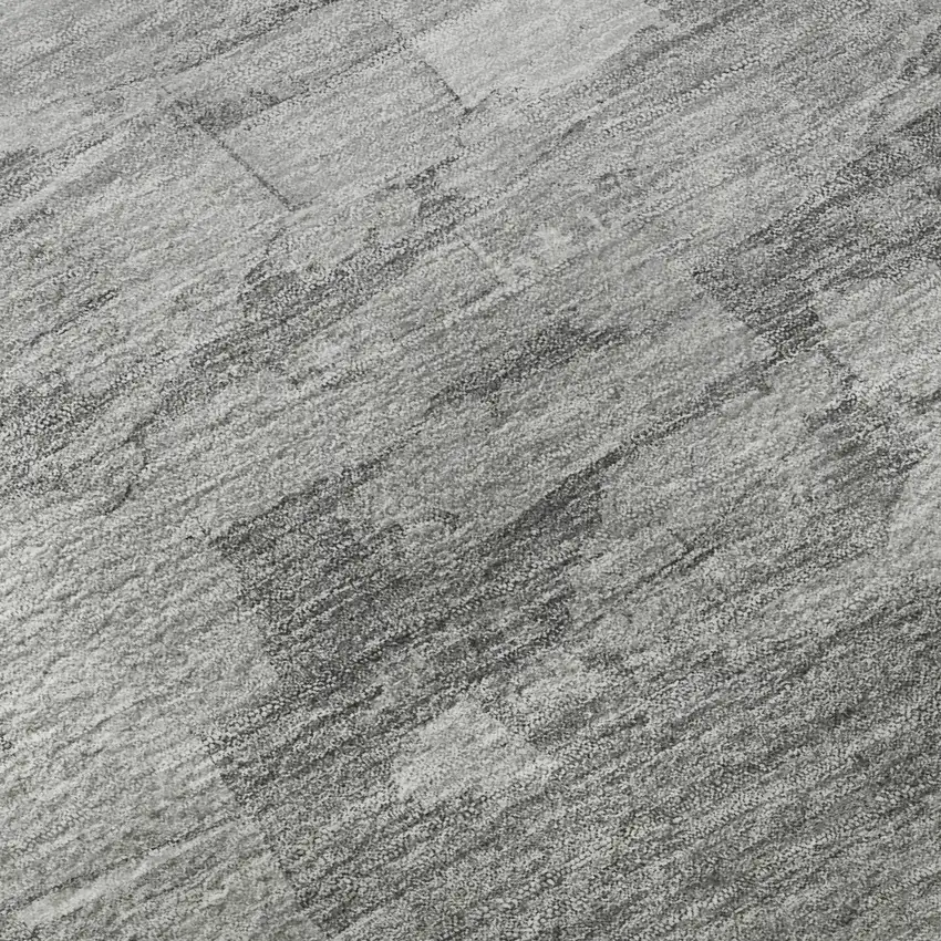 Gray Silver And Charcoal Striped Washable Area Rug With UV Protection Photo 9