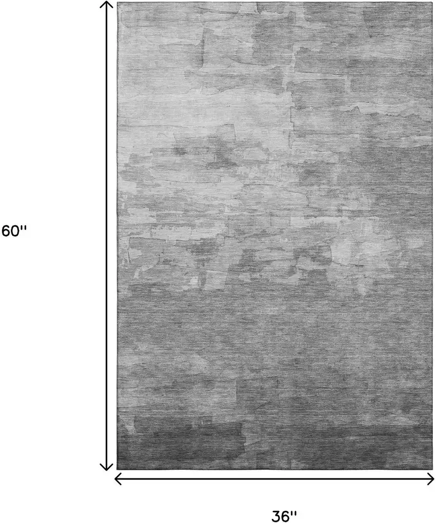Gray Silver And Charcoal Striped Washable Area Rug With UV Protection Photo 3