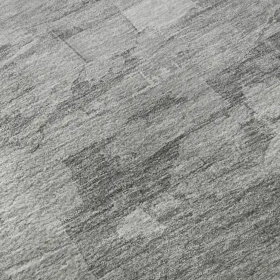 Gray Silver And Charcoal Striped Washable Area Rug With UV Protection Photo 9