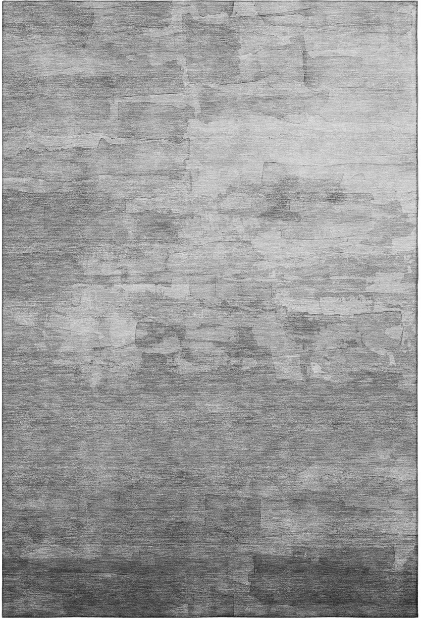 Gray Silver And Charcoal Striped Washable Area Rug With UV Protection Photo 3