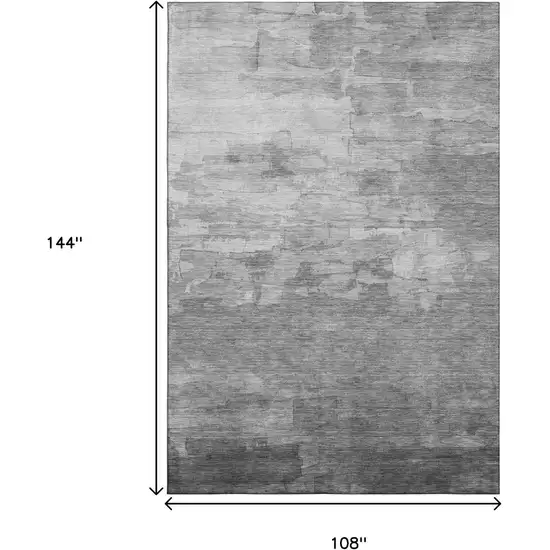 Gray Silver And Charcoal Striped Washable Area Rug With UV Protection Photo 9