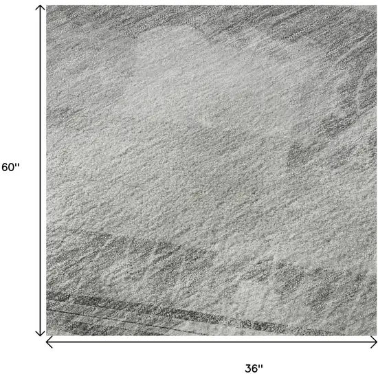 Gray Silver And Charcoal Striped Washable Area Rug With UV Protection Photo 8