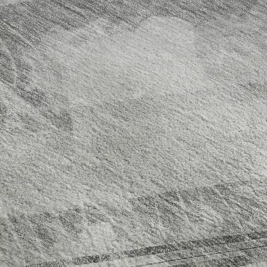 Gray Silver And Charcoal Striped Washable Area Rug With UV Protection Photo 2