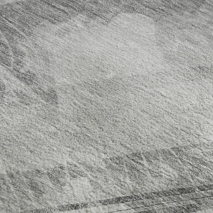 Gray Silver And Charcoal Striped Washable Area Rug With UV Protection Photo 2