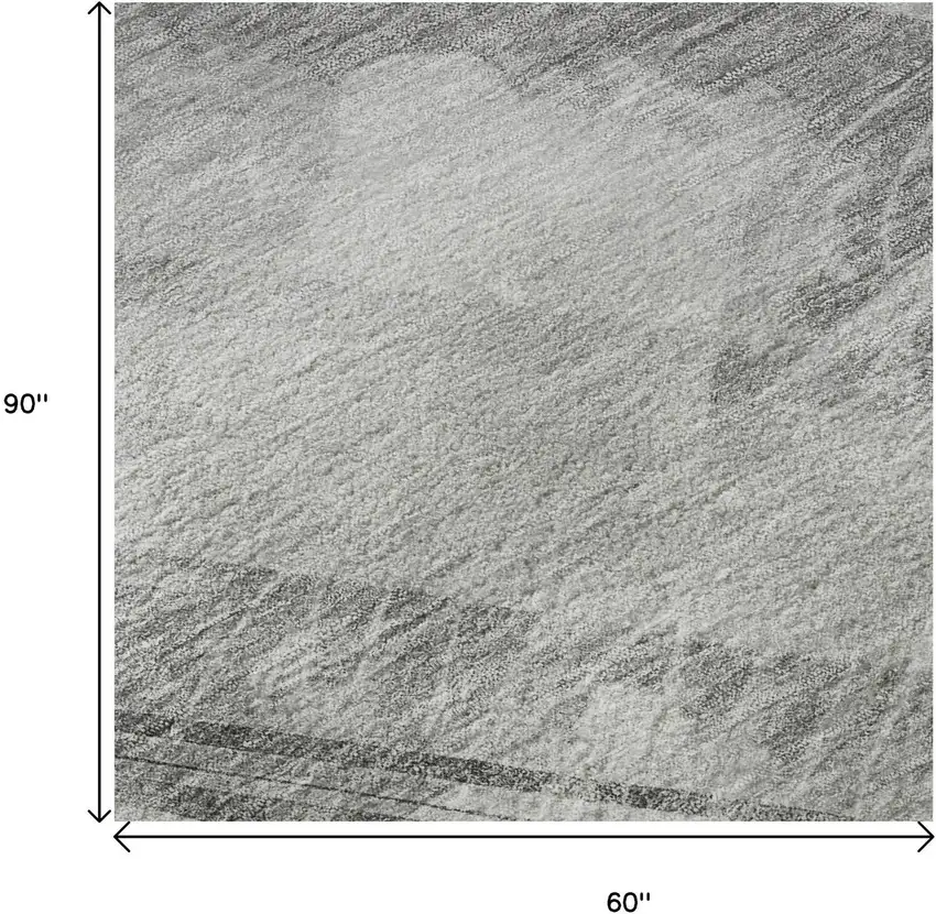 Gray Silver And Charcoal Striped Washable Area Rug With UV Protection Photo 9