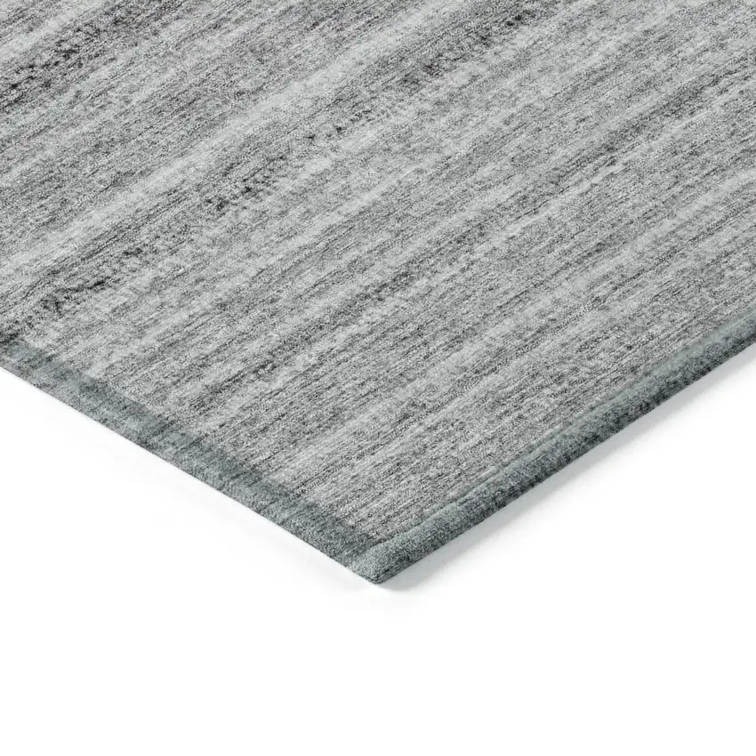 Gray Silver And Charcoal Striped Washable Indoor Outdoor Area Rug Photo 4