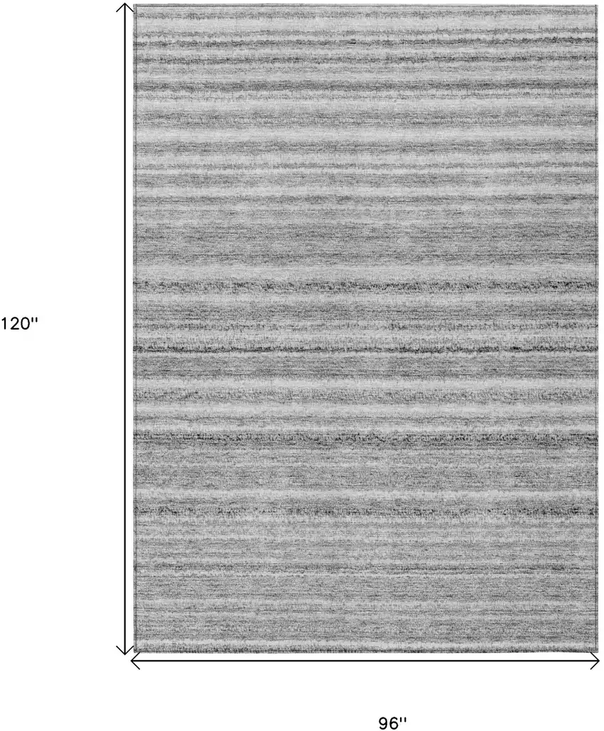 Gray Silver And Charcoal Striped Washable Indoor Outdoor Area Rug Photo 6