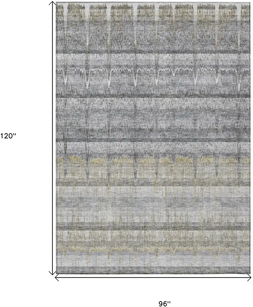Gray Silver And Charcoal Striped Washable Indoor Outdoor Area Rug Photo 9