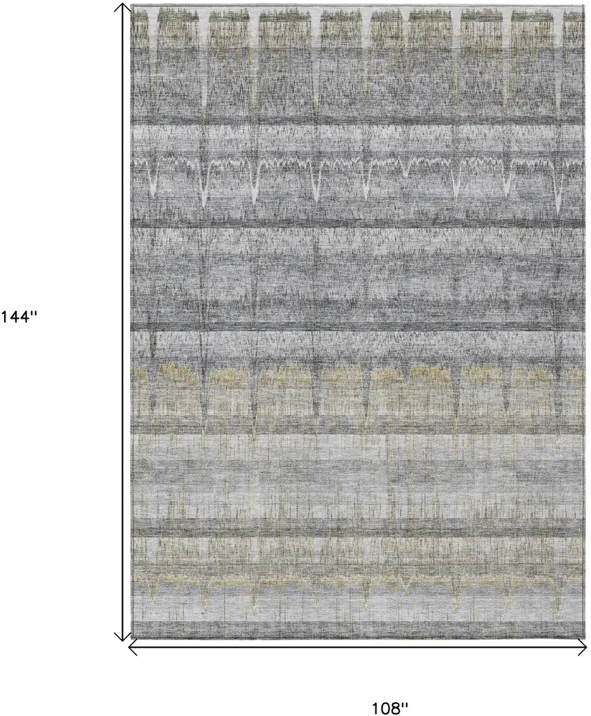 Gray Silver And Charcoal Striped Washable Indoor Outdoor Area Rug Photo 9