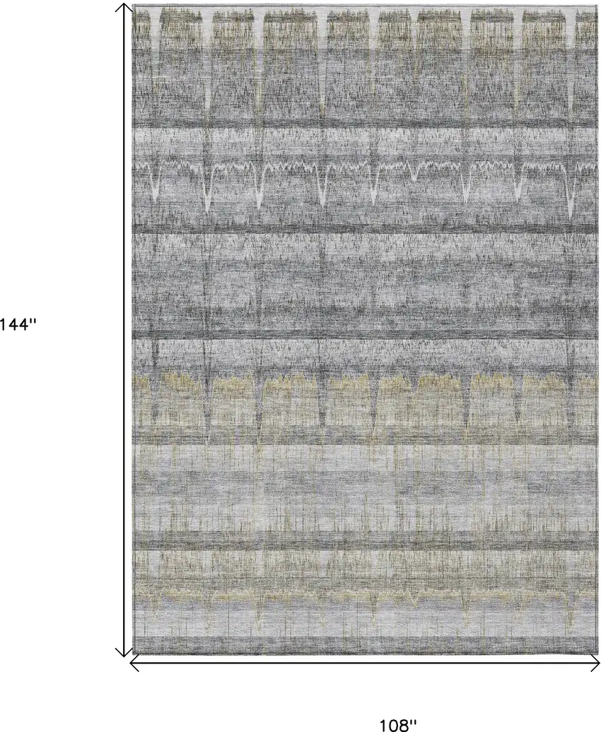 Gray Silver And Charcoal Striped Washable Indoor Outdoor Area Rug Photo 9