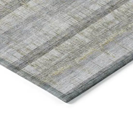 Gray Silver And Charcoal Striped Washable Indoor Outdoor Area Rug Photo 3