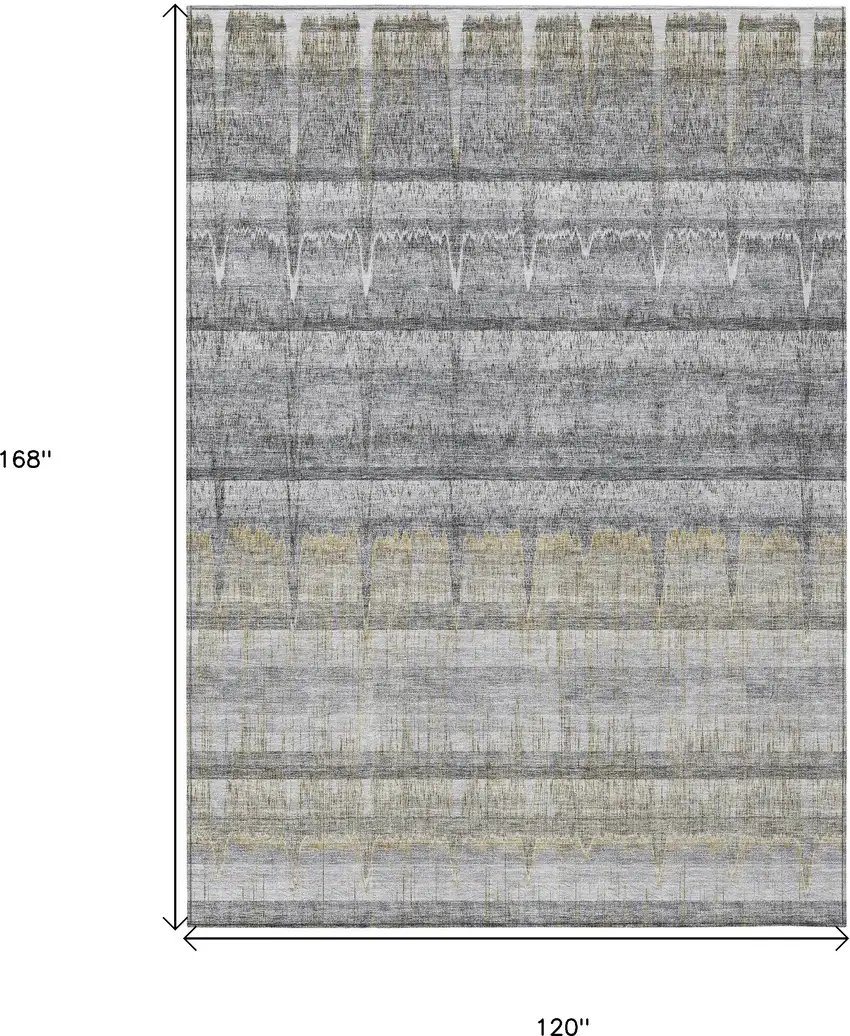 Gray Silver And Charcoal Striped Washable Indoor Outdoor Area Rug Photo 9