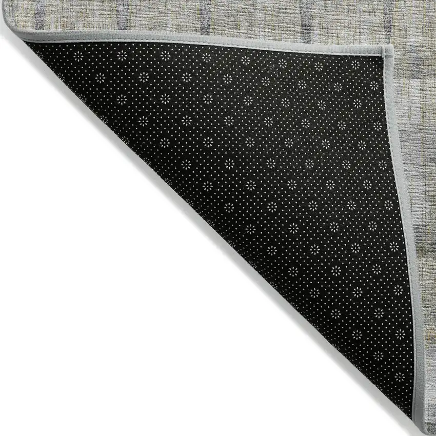 Gray Silver And Charcoal Striped Washable Indoor Outdoor Area Rug Photo 2