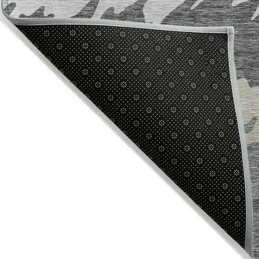 Gray Silver And Charcoal Striped Washable Indoor Outdoor Area Rug Photo 2