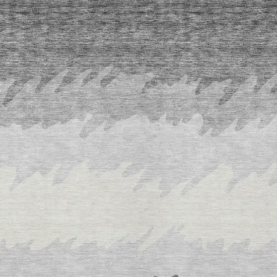 Gray Silver And Charcoal Striped Washable Indoor Outdoor Area Rug Photo 4