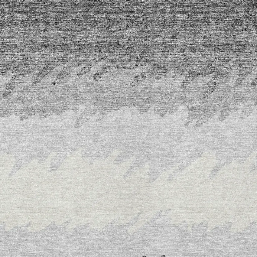 Gray Silver And Charcoal Striped Washable Indoor Outdoor Area Rug Photo 4
