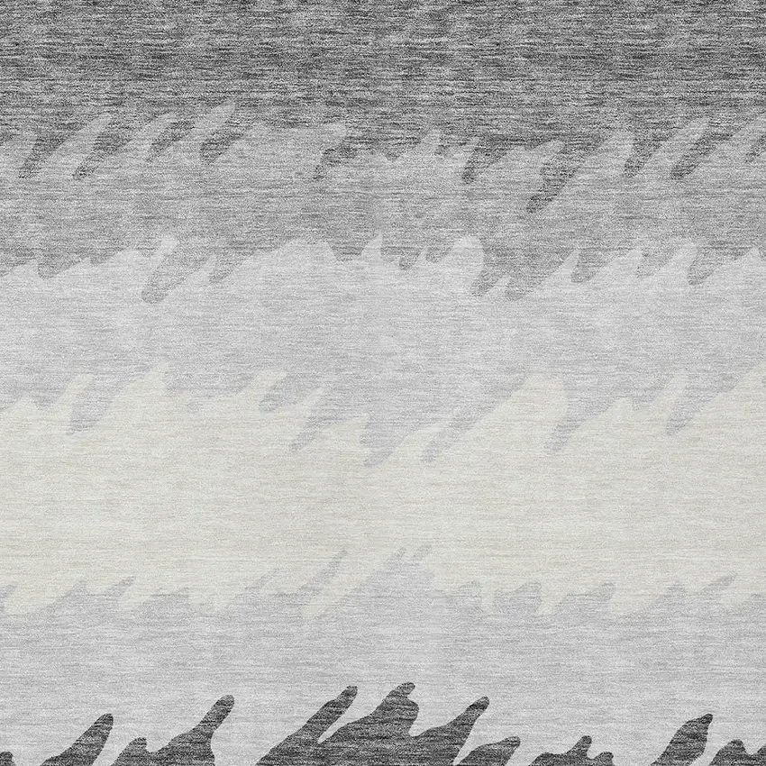 Gray Silver And Charcoal Striped Washable Indoor Outdoor Area Rug Photo 5