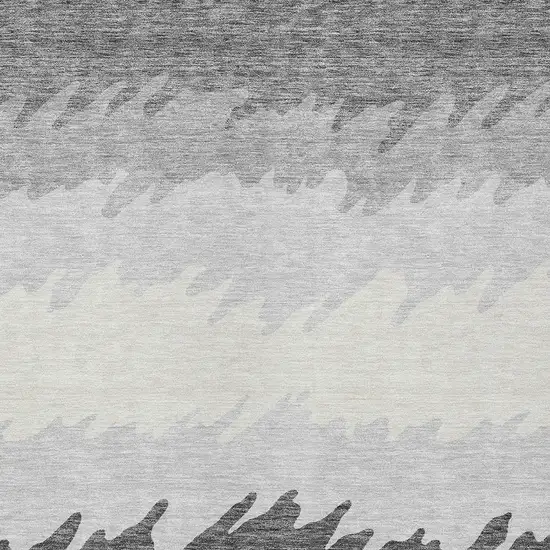 Gray Silver And Charcoal Striped Washable Indoor Outdoor Area Rug Photo 5