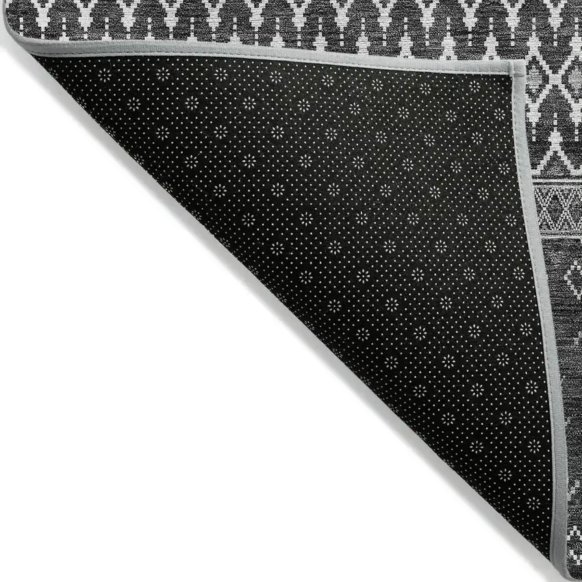 Gray Silver And Charcoal Tribal Washable Indoor Outdoor Area Rug Photo 2