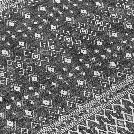 Gray Silver And Charcoal Tribal Washable Indoor Outdoor Area Rug Photo 4