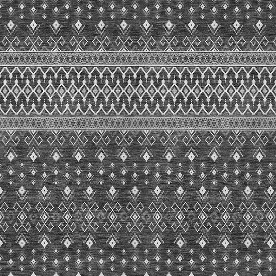 Gray Silver And Charcoal Tribal Washable Indoor Outdoor Area Rug Photo 5