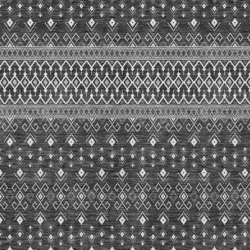 Gray Silver And Charcoal Tribal Washable Indoor Outdoor Area Rug Photo 5