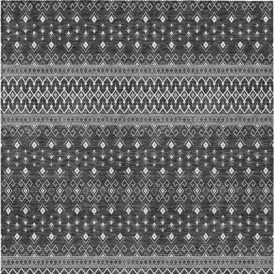 Gray Silver And Charcoal Tribal Washable Indoor Outdoor Area Rug Photo 5